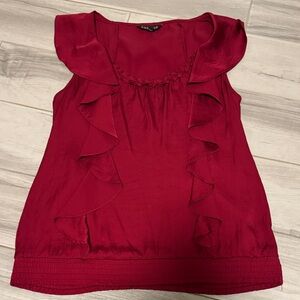 Express Women's Red Ruffle Blouse
